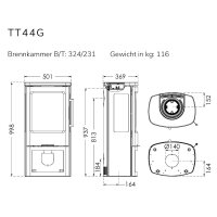 Kaminofen TermaTech TT44G mit Seitenscheiben 4,8 kW