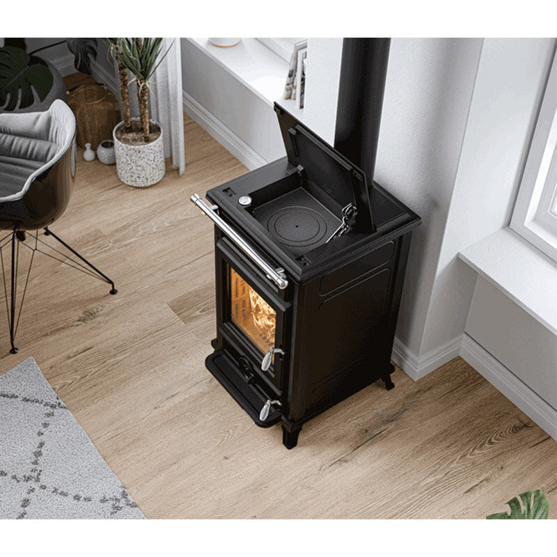 Kaminofen Thermorossi Filo Evo mit 10,8 kW aus Stahl und Gusseisen