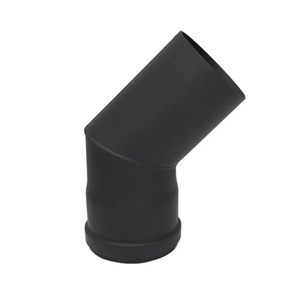 Pelletrohr Rauchrohr Bogen zweiteilig 45° ohne Prüföffnung Senotherm schwarz