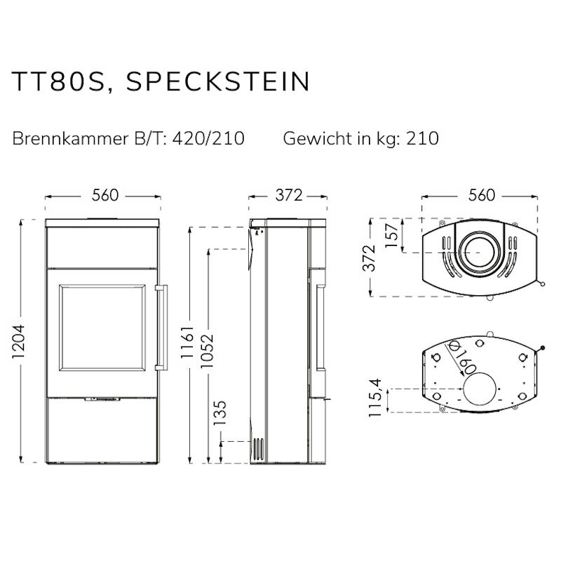 TermaTech TT80S Kaminofen Speckstein 5,5 kW