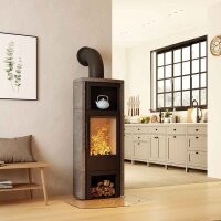 Kaminofen Wiking Miro 6 - 4,9 kW mit Natursteinverkleidung - Stahl Schwarz oder Grau