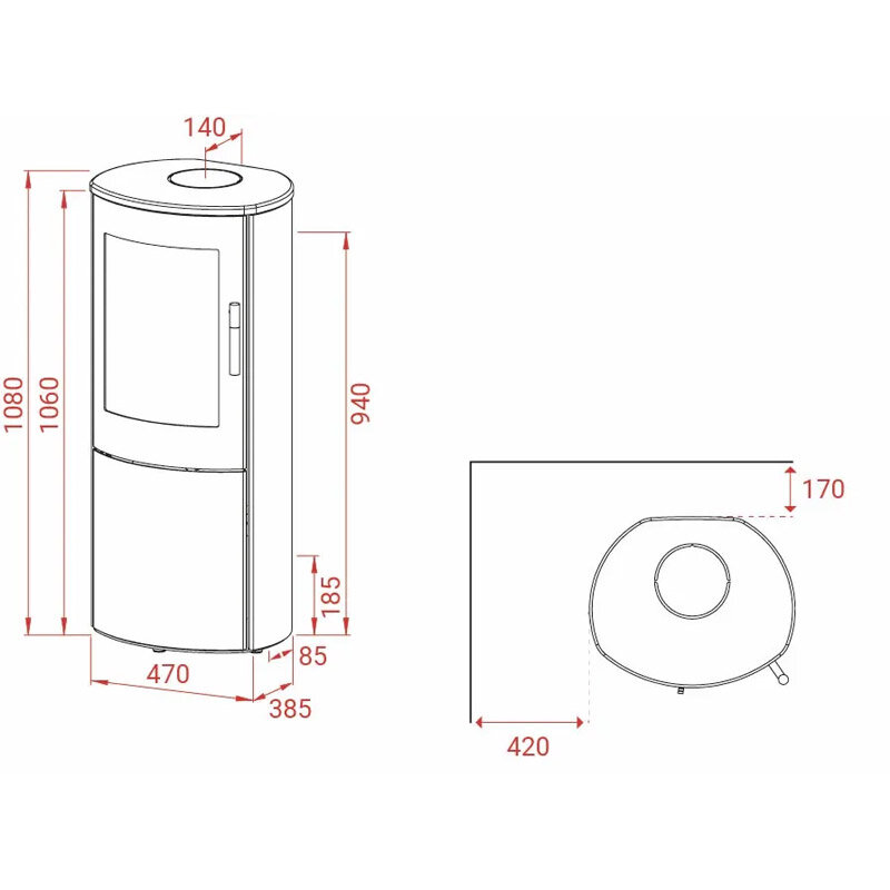 Kaminofen Lotus Mira 3 mit Stahlverkleidung und 5 kW