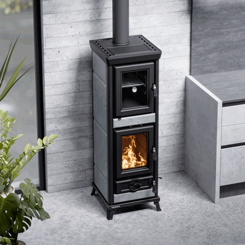 Thermorossi Agnese EVO 5 Stone – Speckstein Küchenofen mit 7,3 kW, Backofen & Gusseisen-Feuerraum