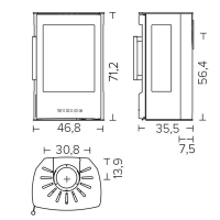 Kaminofen Wiking Miro1 Wandhängend mit Seitenscheiben – 4,9 kW in Schwarz oder Grau