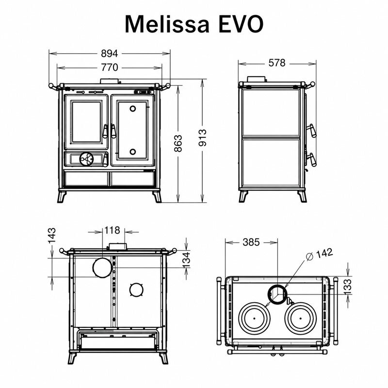 Thermorossi Melissa Evo Stone Speckstein Küchenofen mit Doppelbackfach 8,2 kW