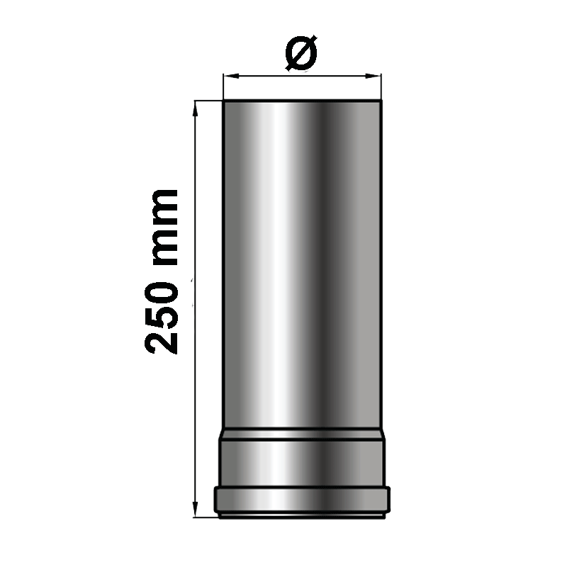 Pelletrohr Rauchrohr Längenelement 250 mm Senotherm schwarz