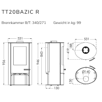 TermaTech TT20Bazic R Kaminofen Stahl schwarz 5 kW