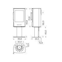 Kaminofen Wiking Miro 2 mit Säulenfuß 4,9 kW – Design in Schwarz oder Grau