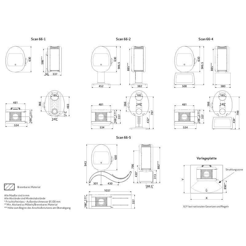 Kaminofen Scan 66 Serie mit 5,2 kW