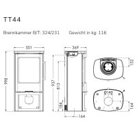 Kaminofen TermaTech TT44 Stahl schwarz 4,8 kW