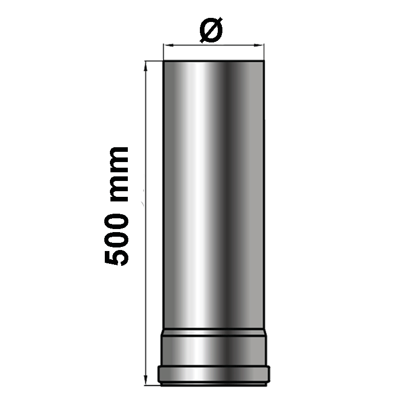 Pelletrohr Rauchrohr Längenelement 500 mm Senotherm schwarz
