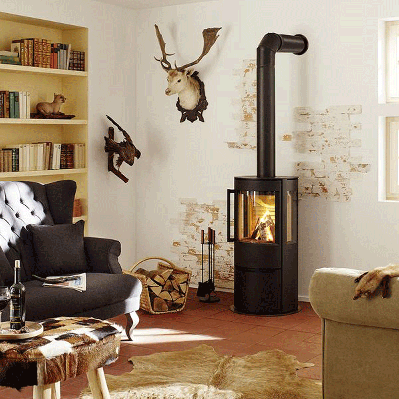 Kaminofen Wiking Luma 3 - 7 kW mit Seitenscheiben in Schwarz oder Grau