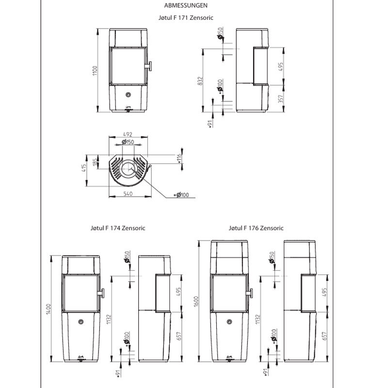 Kaminofen Jøtul F 170 Serie aus Gusseisen 5 kW