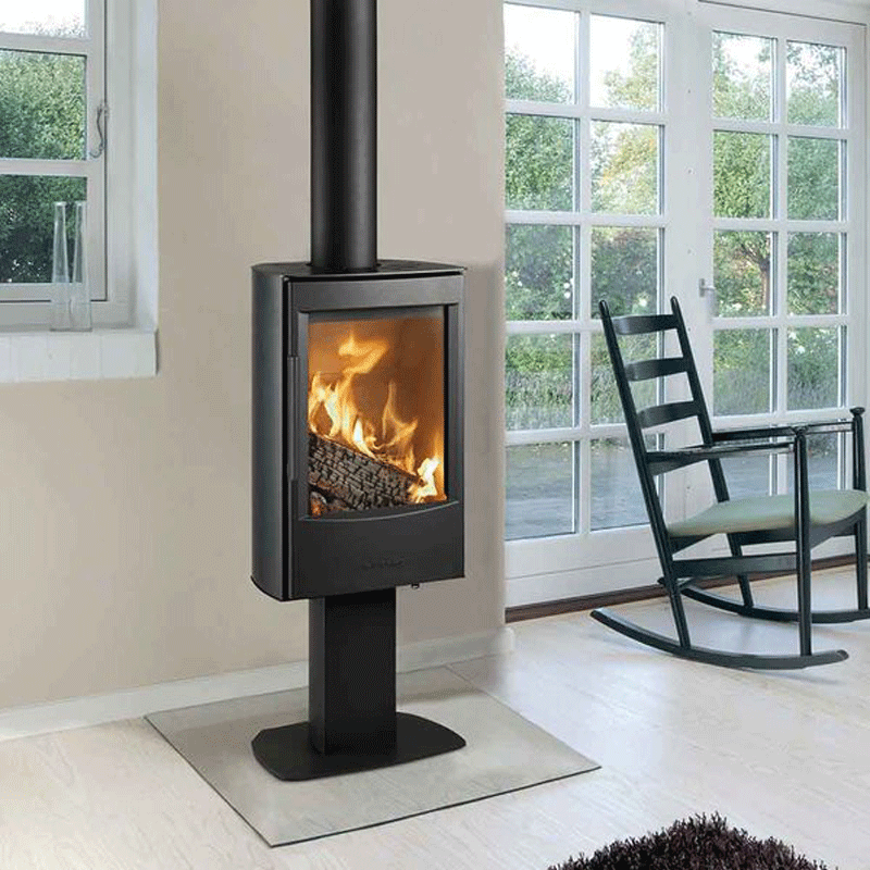 Kaminofen WIKING Miro 1+ mit 3-seitiger Verglasung – 4,9 kW, in Schwarz oder Grau