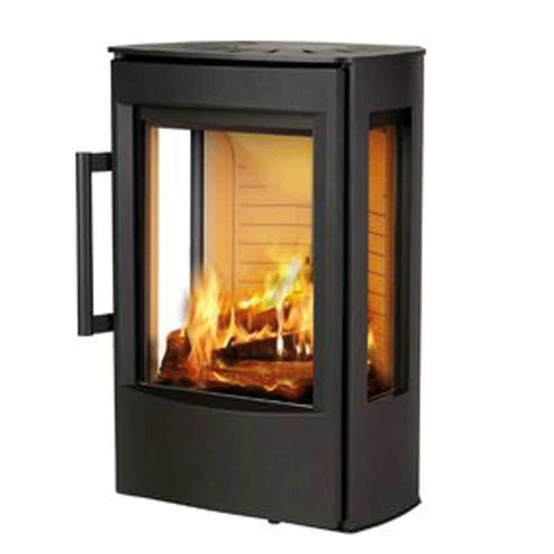 Kaminofen WIKING Miro 1+ mit 3-seitiger Verglasung – 4,9 kW, in Schwarz oder Grau