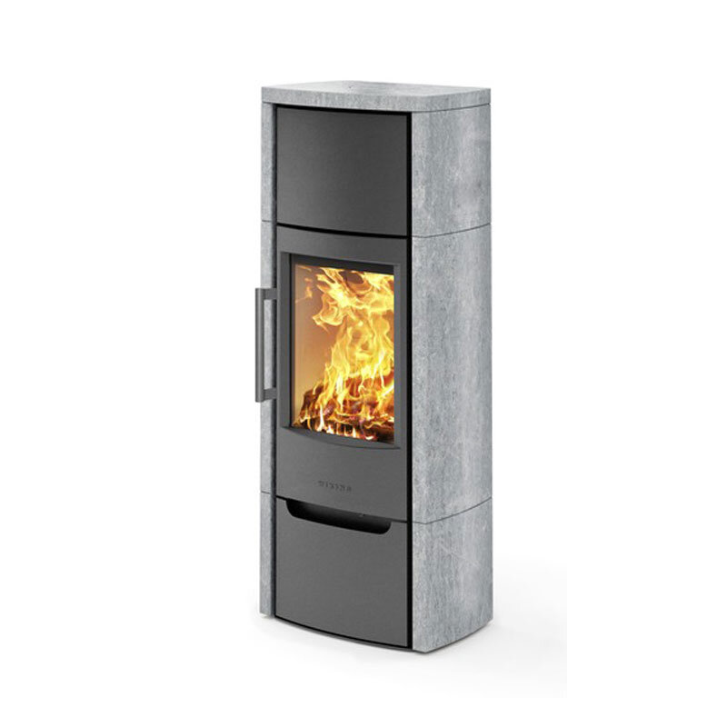 Kaminofen WIKING Miro 6+ Naturstein/Stahlstein mit Holzfach oder Holzfachtür | 4,9 kW