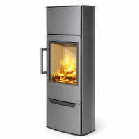Kaminofen WIKING Miro 6+ Naturstein/Stahlstein mit Holzfach oder Holzfacht&uuml;r | 4,9 kW