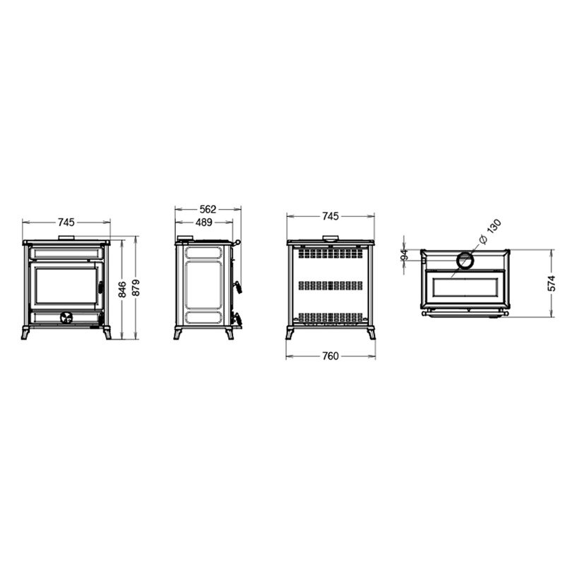 Kaminofen Thermorossi Agora - 12,3 kW Gusseisen Schwarz