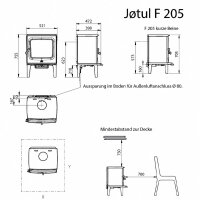 Kaminofen J&oslash;tul F 200 / F 205 V2 aus Gusseisen 5,0 kW
