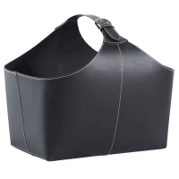 TermaTech Holzkorb Leder Schwarz mit Schnalle – H...