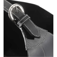 TermaTech Holzkorb Leder Schwarz mit Schnalle – H...