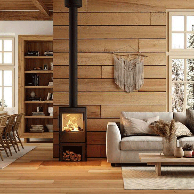 Kaminofen WIKING Mini 4 – Holzfachtür oder offenes Holzfach | 4,5 kW | Schwarz oder Grau