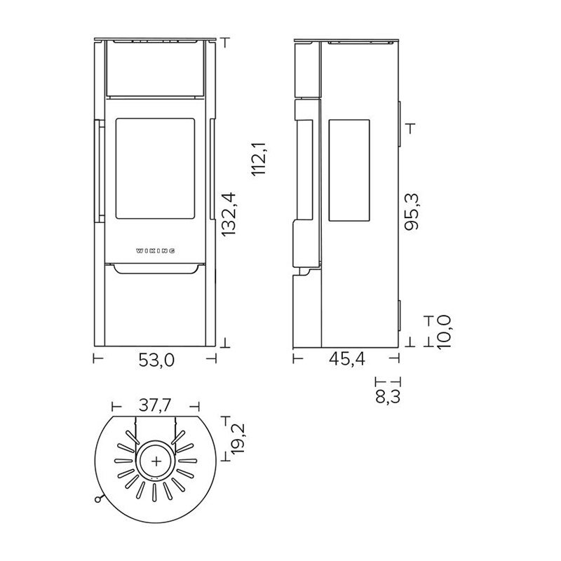 Kaminofen Wiking Luma 5 - 7 kW mit Seitenscheiben – optional mit Wärmespeicher