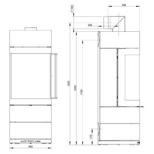 Kaminofen Austroflamm Lux 7 kW Stahl mit Holzapplikationen