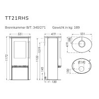 Kaminofen TermaTech TT21RHS 5 kW Speckstein Stahl schwarz