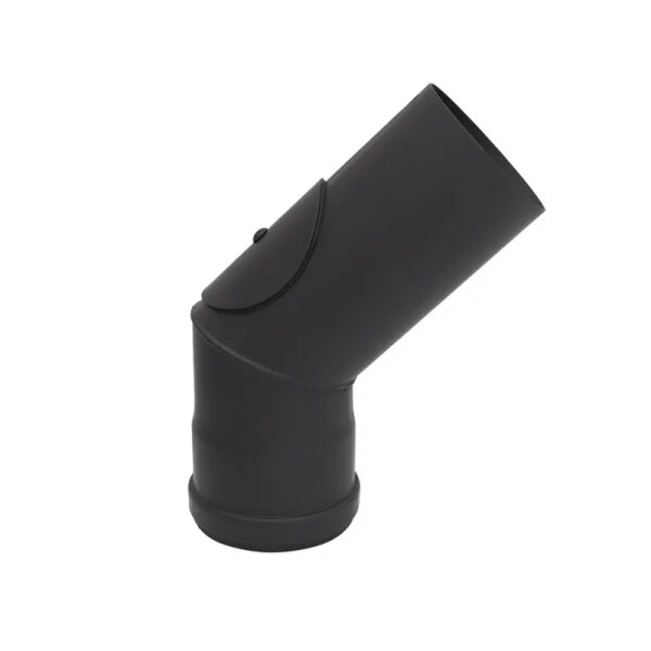 Pelletrohr Rauchrohr Bogen zweiteilig 45° mit Prüföffnung Senotherm schwarz