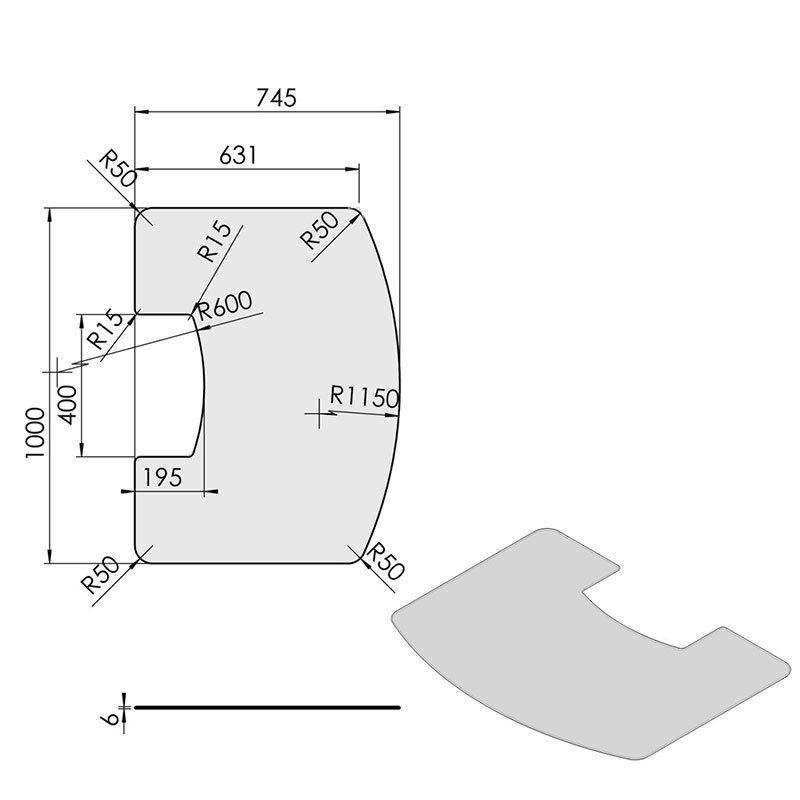 TermaTech Glasvorlegeplatte für Kaminofen TT44 Serie EU