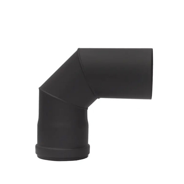 Pelletrohr Rauchrohr Bogen dreiteilig 90° ohne Prüföffnung Senotherm schwarz