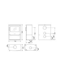 Wiking Maxi 4 Kaminofen mit Holzfachtür oder offenes Holzfach 6,3 kW Natursteinverkleidung - in Schwarz oder Grau