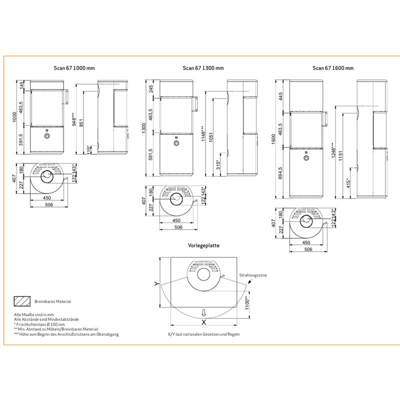 Kaminofen Scan 67 Zensoric Serie mit 5,0 kW