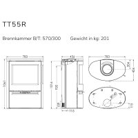 TermaTech TT55R Kaminofen Stahl schwarz 7,5 kW