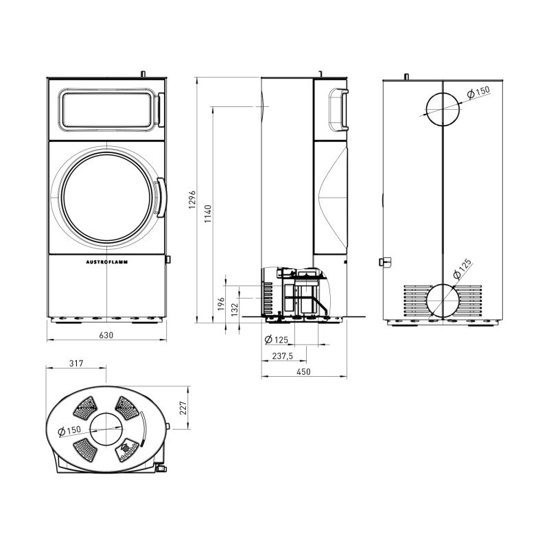 Kaminofen Austroflamm Clou Xtra Back mit Backfach und Wärmespeicher 8 kW