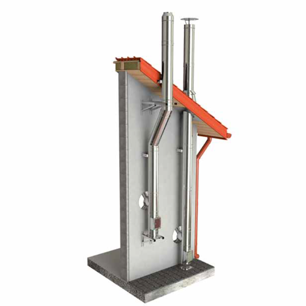 Doppelwandiger Edelstahlschornstein Bausatz DW Ø 150 mm