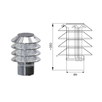 Edelstahlschornstein Regenhaube mit Lamellen Einwandig DN...