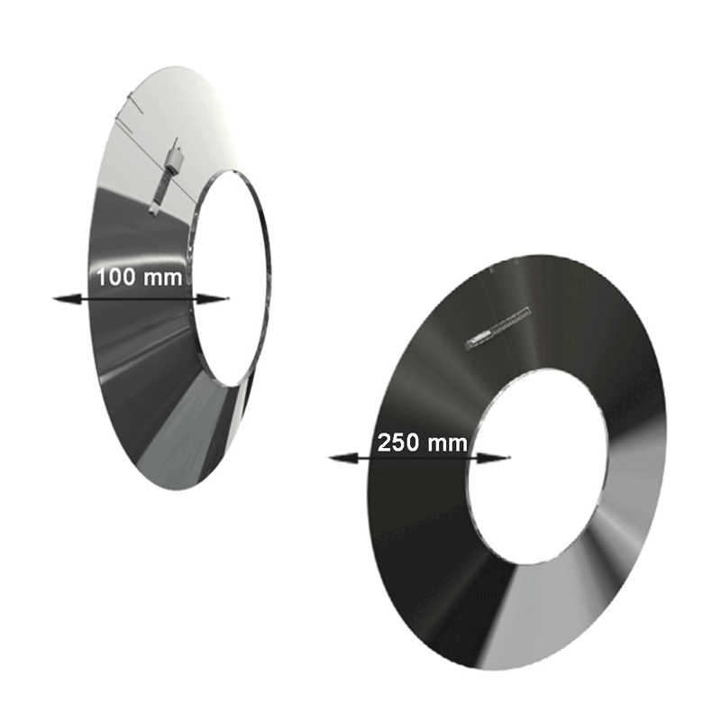 Doppelwandige Edelstahlschornstein Wandblende / Wandrosette Edelstahl DW Ø 80 mm - 300 mm
