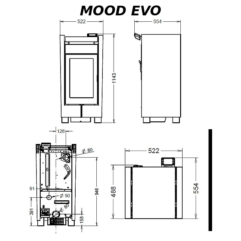 Thermorossi Mood Plus Evo Pelletofen 10,0 kW kanalisierbar
