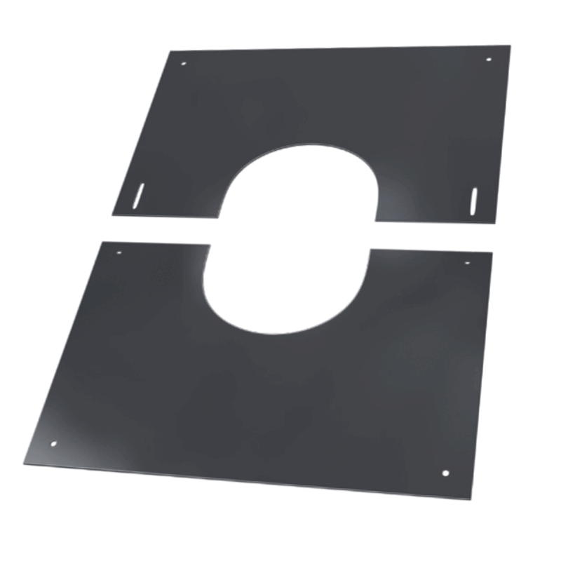 Doppelwandige Edelstahlschornstein Deckenblende 2 - teilig DW Ø 80 mm - 300 mm