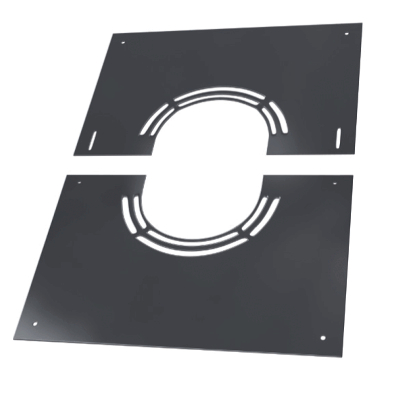 Doppelwandige Edelstahlschornstein Deckenblende 2 - teilig mit Hinterlüftung DW Ø 80 mm - 300 mm