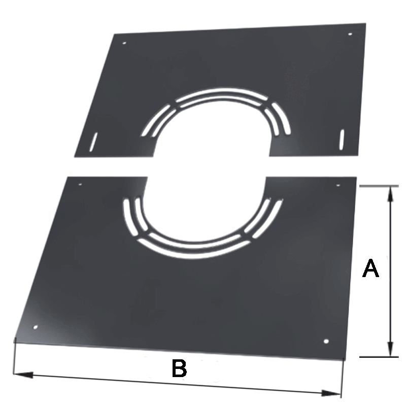 Doppelwandige Edelstahlschornstein Deckenblende 2 - teilig mit Hinterlüftung DW Ø 80 mm - 300 mm