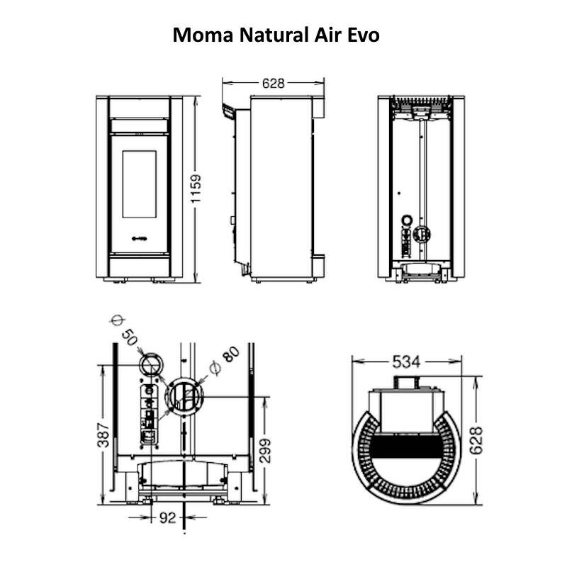 Thermorossi Moma Natural Air Evo6 Pelletofen 11,3 kW mit natürlicher Konvektion