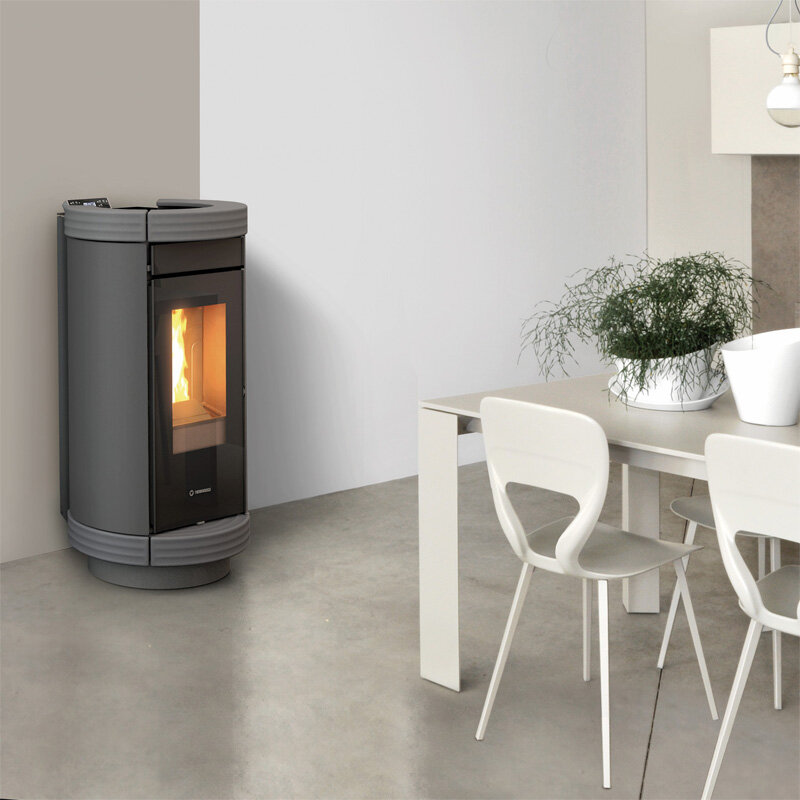 Kaminofen Thermorossi Dorica Evo Wood Metalcolor grau optional kanalisierbar